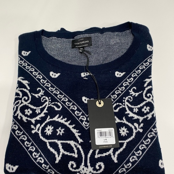 Lucky Brand blue bandanna print sweater NWT. - Picture 2 of 7